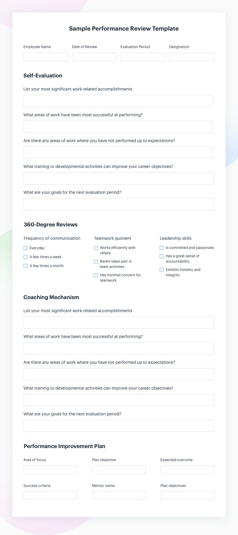 Performance review form