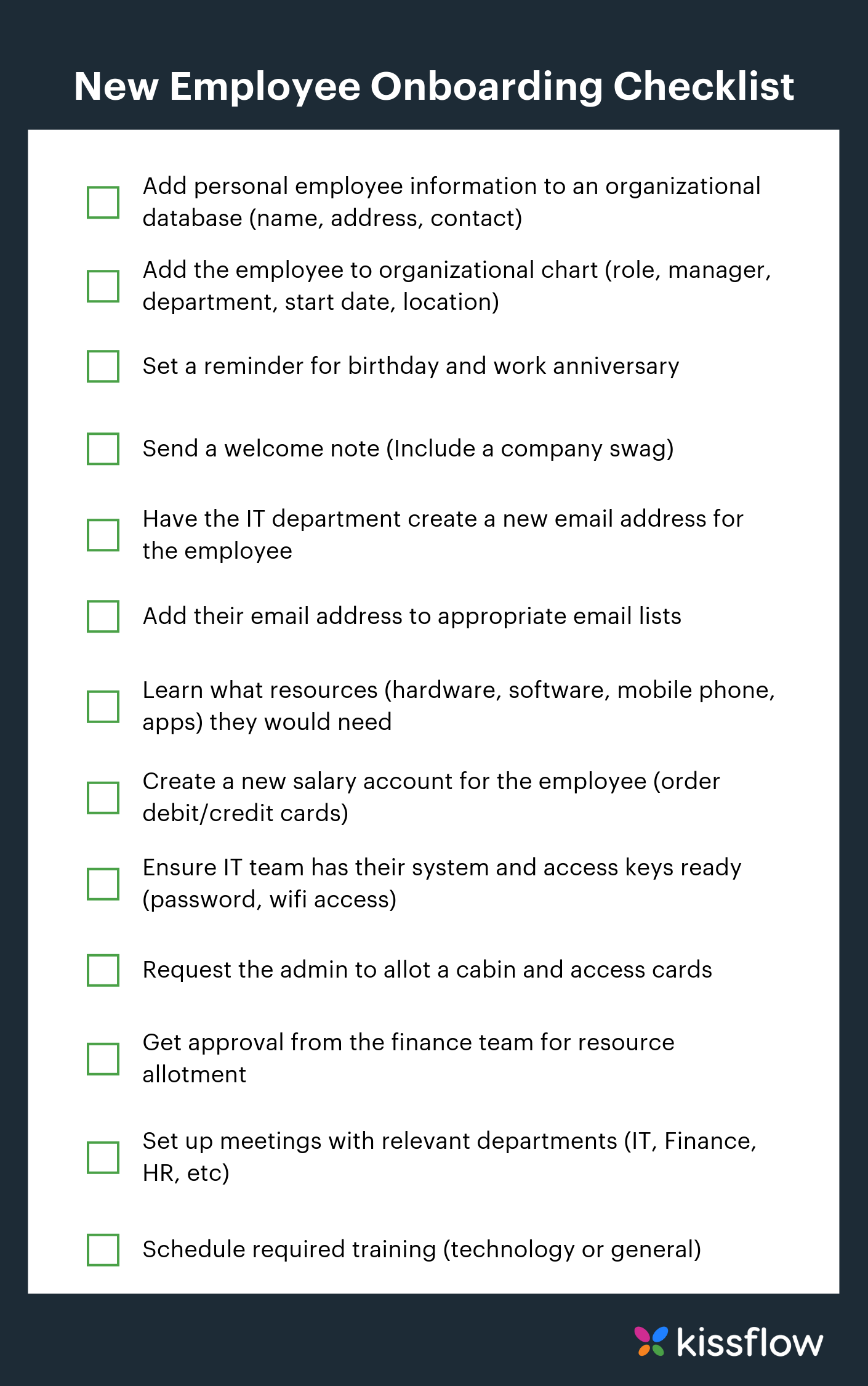Onboarding checklist