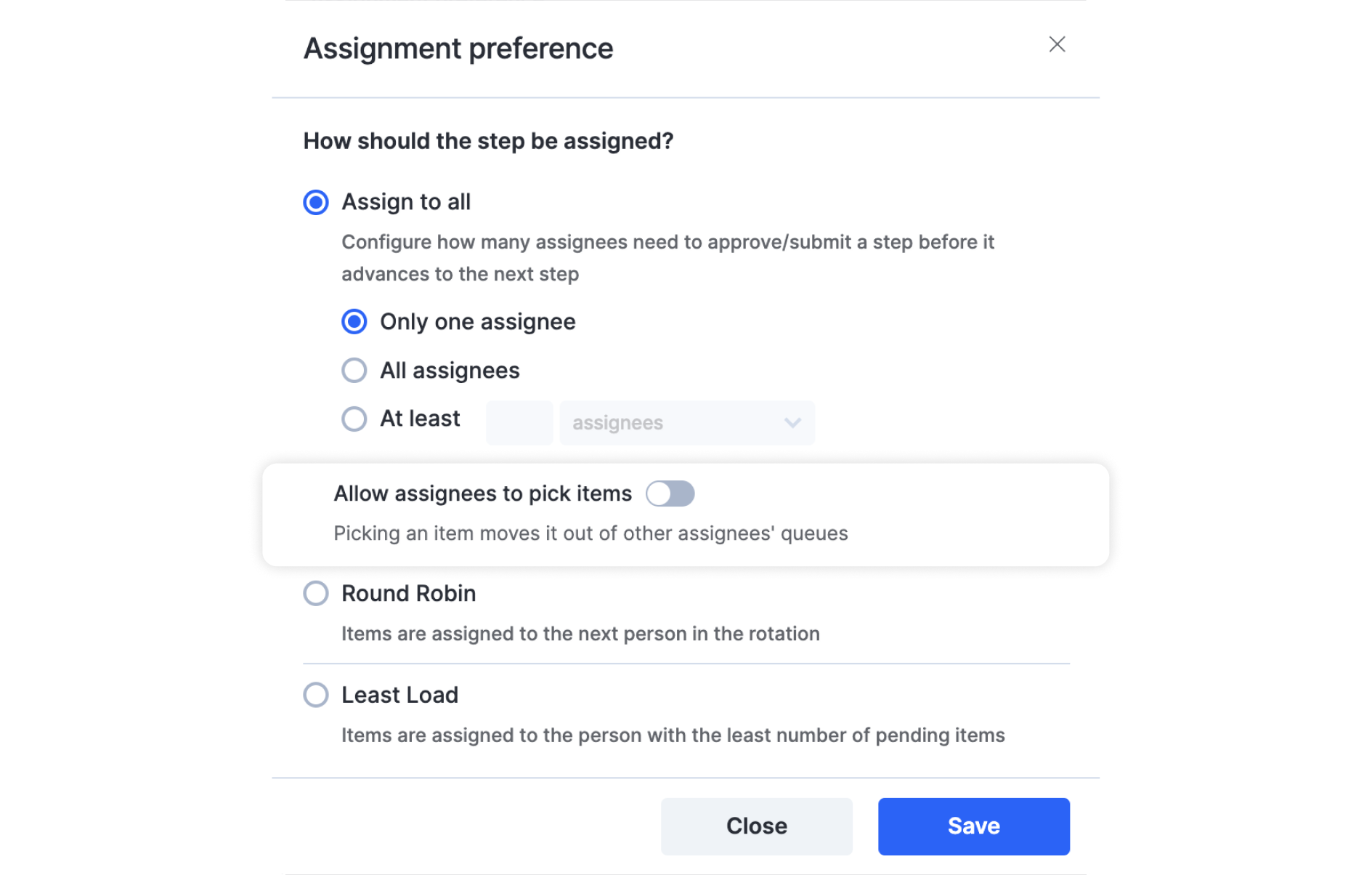 Picking Items in Processes